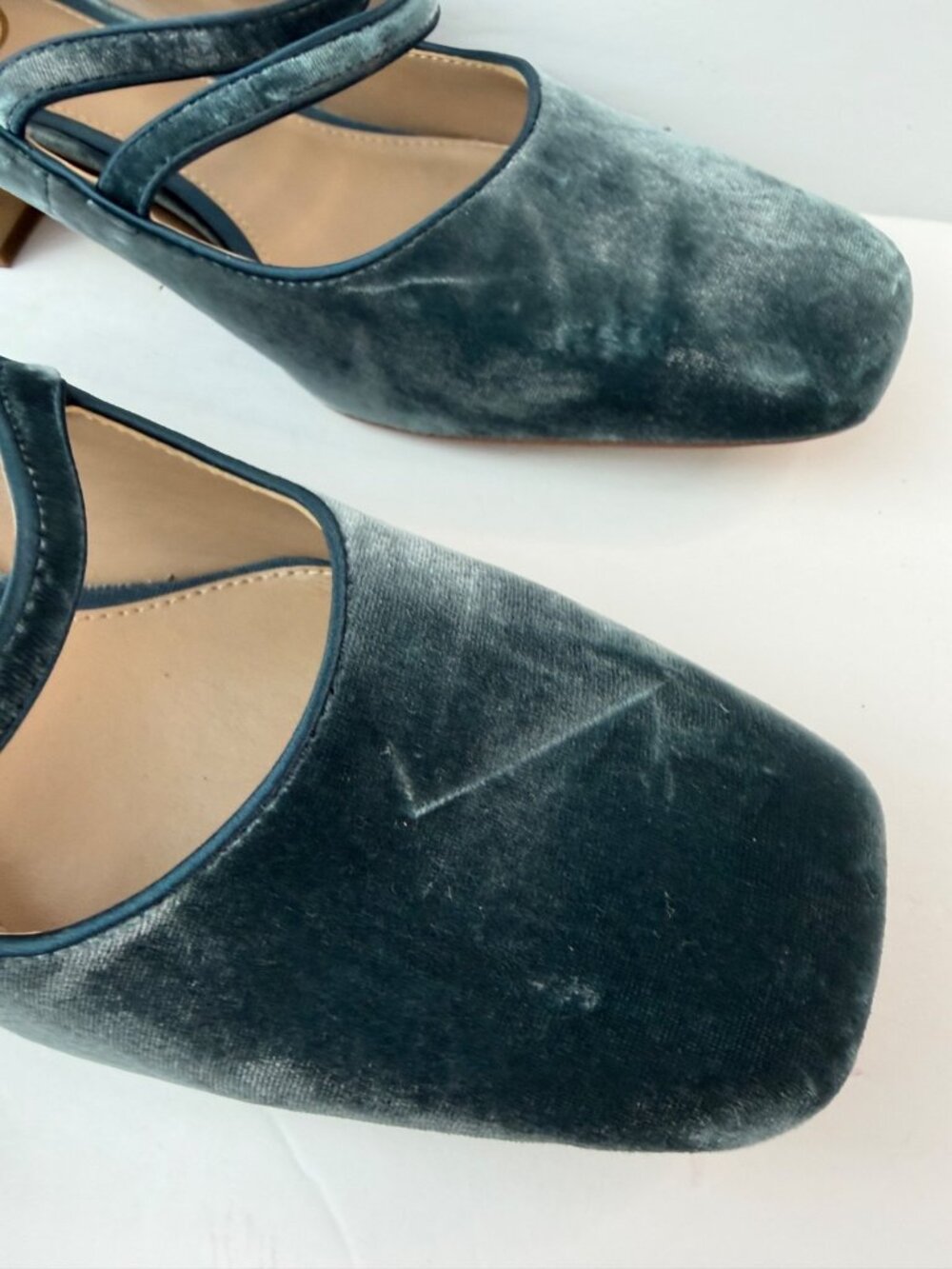 Sam Edelman Blue Velvet Double-Strap Block Heel Pumps - Picture 15 of 16